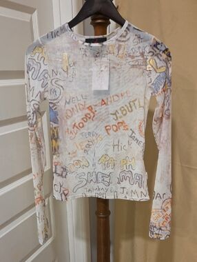 Jordan Sheer Top With Graffiti Detail